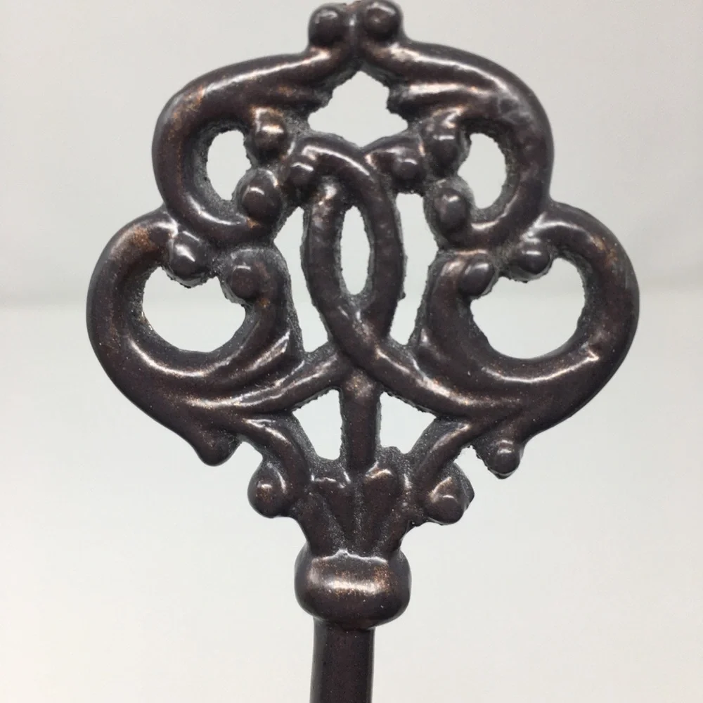 Pair of Victorian Inspired Square Turquoise Gold Paisley and Skeleton Key Hooks
